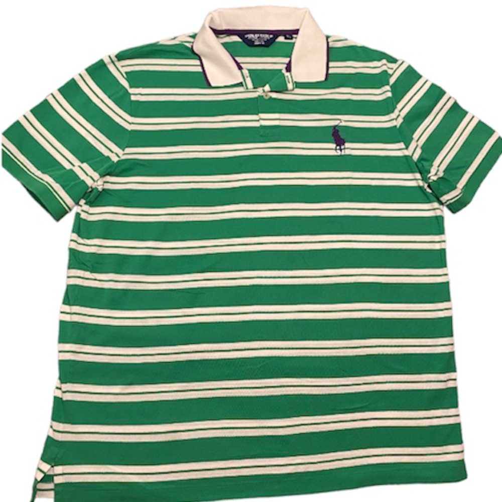 Polo by Ralph Lauren, Men’s Green/White Striped Shirt, XL, EUC, $70